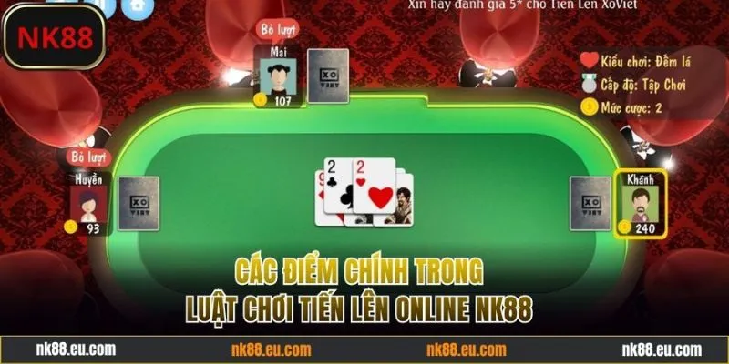 Các điểm chính trong luật chơi Tiến Lên online